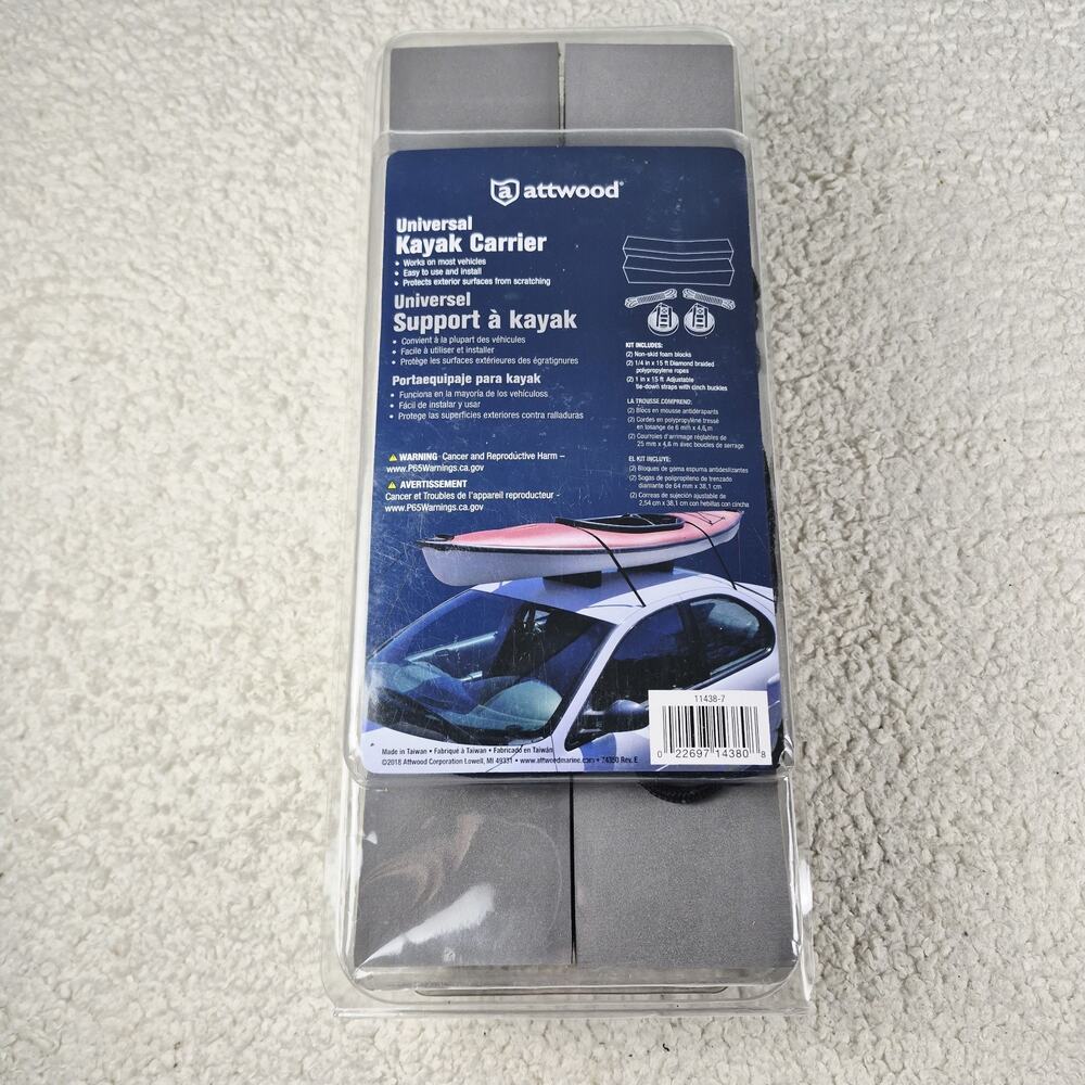 Set Of 2 Attwood Universal Kayak Carrier Kit Rack Small Foam Block Roof NEW